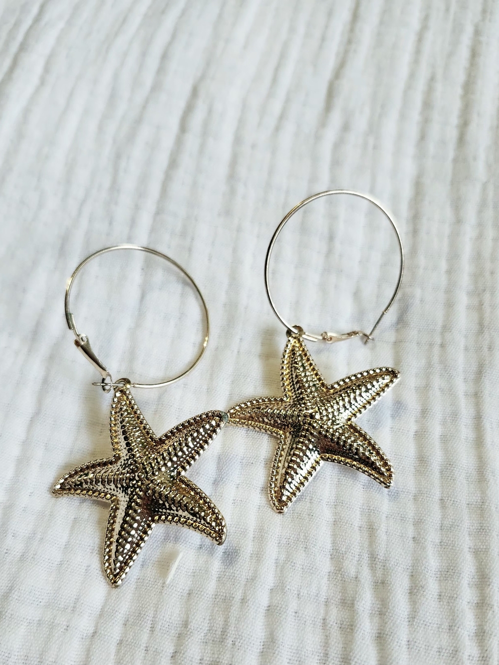 Gold Starfish Hoop Earrings - Women Jewelry